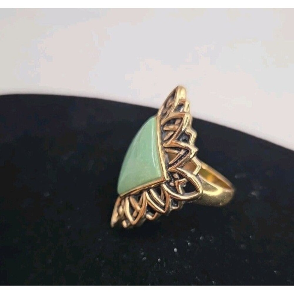 Vintage BARSE Thai Copper Filigree Statement Ring w/Green Turquoise Sz 8 Y2K - Picture 10 of 10